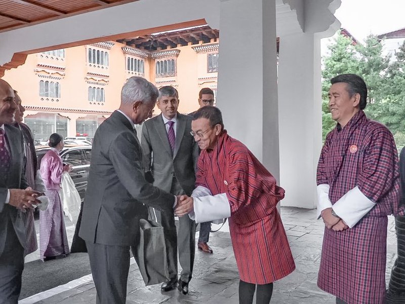 EAM Jaishankar receives warm welcome from Bhutan's Finance Minister in Thimphu 