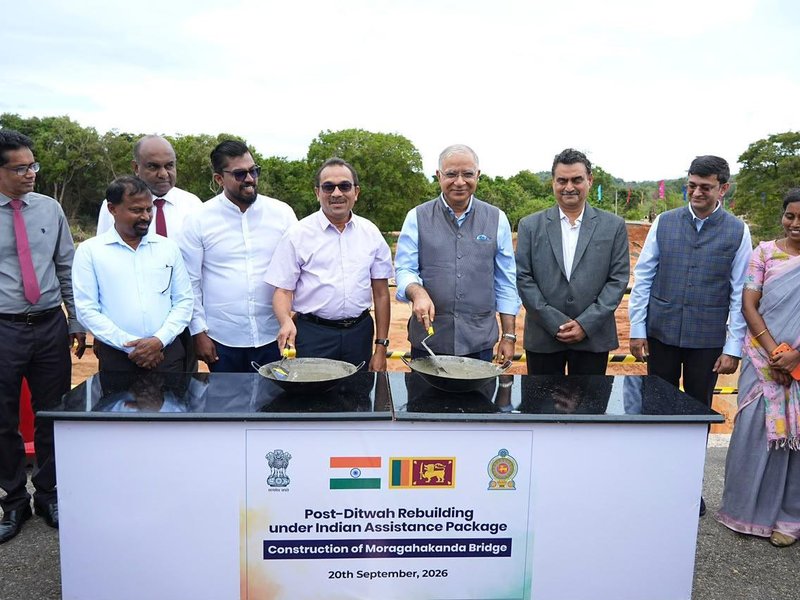 Foundation stone laid for first of 13 India-funded bridges in Sri Lanka