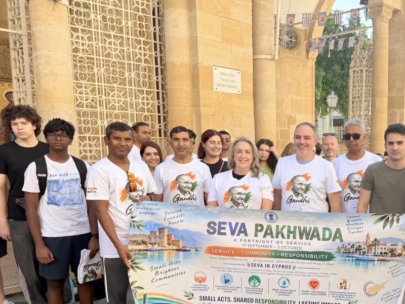 Indian HC joins Nicosia's clean-up campaign, marking Seva Pakhwada
