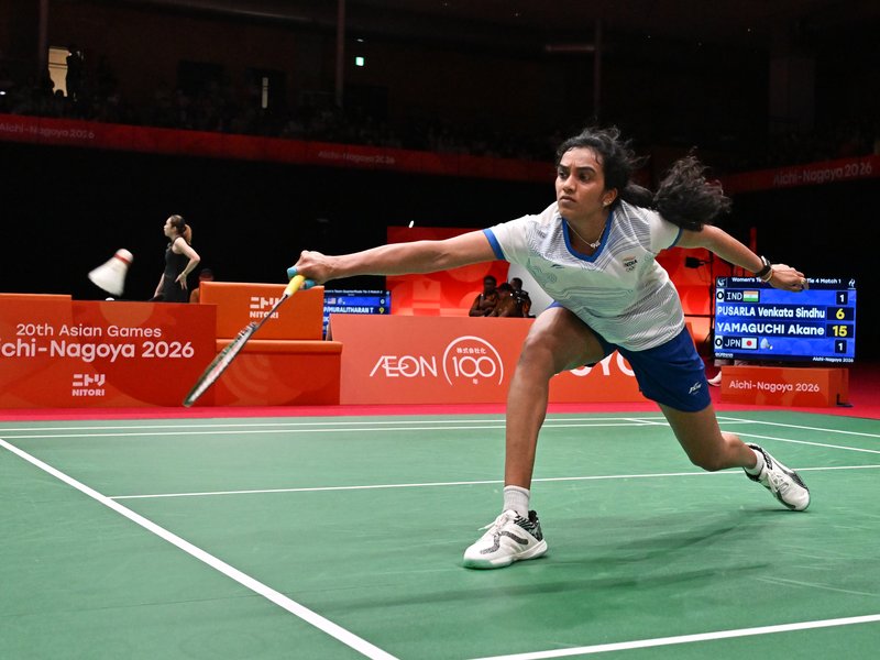 PV Sindhu storms into quarterfinals with straight-game win over Tomoka Miyazaki in the Asian Games 2026 at the Ichinomiya City Municipal Gymnasium in Ichinomiya on Saturday. Photo credit: BAI