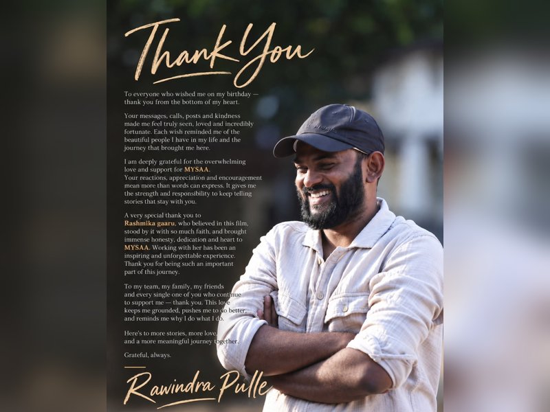Mysaa director Rawindra Pulle: Working with Rashmika Mandanna has been an inspiring and unforgettable experience! (Photo: Rawindra Pulle/Instagram)