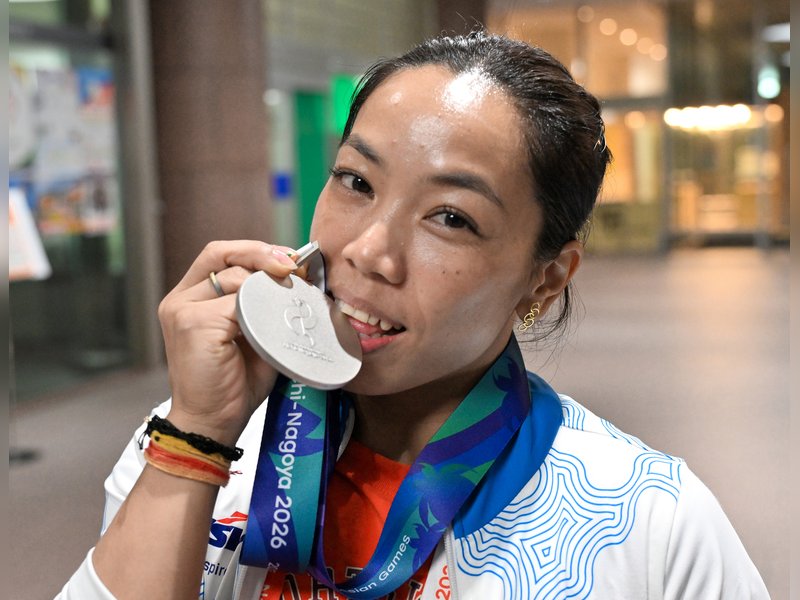 My dream has been fulfilled’ -- coach Vijay Sharma hails weightlifting Mirabai Chanu’s silver medal in the Asian Games 2026 in Nagoya, Japan, on Wednesday. Photo credit: IANS