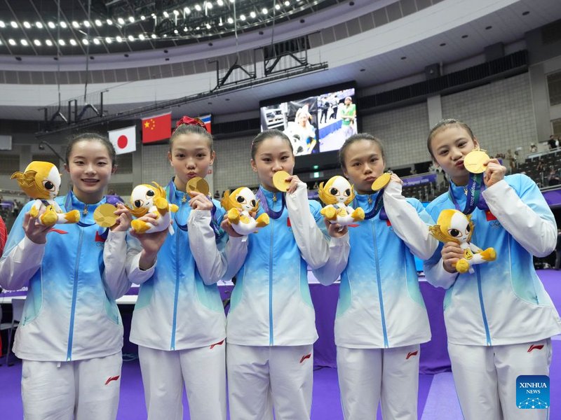 China wins 14th straight women's gymnastics team title in Nagoya on Wednesday. Photo credit: Xinhua