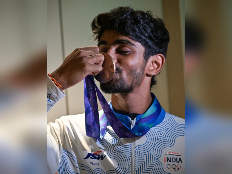 ‘If soft tennis enters 2030 CWG, I promise PM Modi five gold medals for India,' says Jay Meena winning the country’s first-ever Asian Games medal in Nagoya, Japan, on Wednesday. Photo credit: IANS 