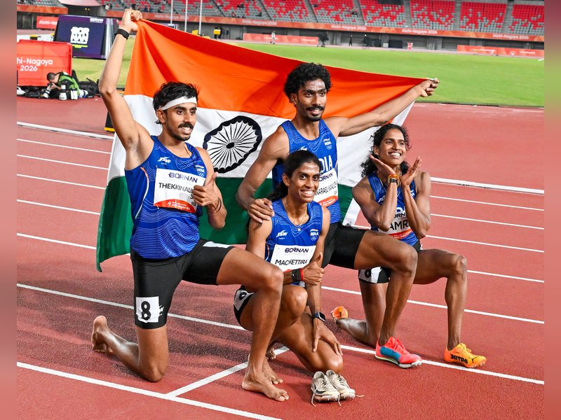 Ramraj Vithya dedicates silver in 4x400m mixed relay to twin sister, says ‘I tried to change my medal colour’ in the Asian Games 2026 in Nagoya on Thursday. Photo credit: IANS 