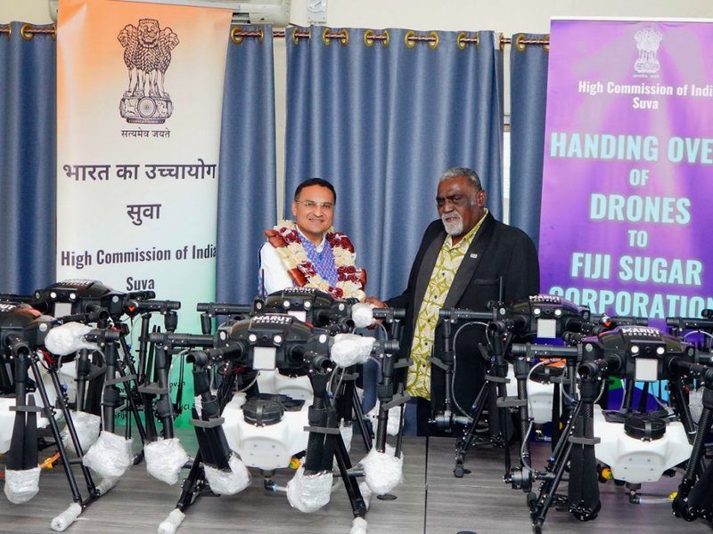 India gifts 12 agricultural drones to Fiji to support sugarcane production