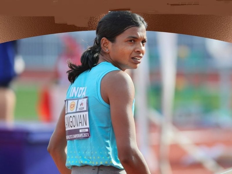 Baranica Elangovan clinches historic bronze medal in women's pole vault at the Asian Games 2026 at the Aichi-Nagoya Games in Nagoya on Friday.  Photo credit: SAI Media