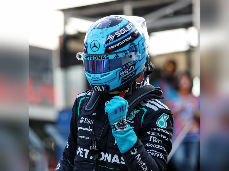 George Russell dominates Azerbaijan Grand Prix qualifying as Kimi Antonelli crashes out in Baku on Friday. Photo credit: Formula 1/X
