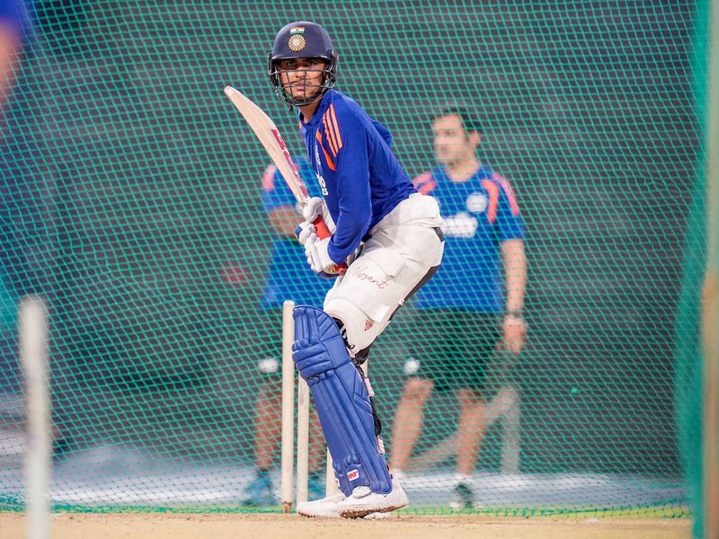 Shubman Gill suffers injury scare after being hit on elbow during net session ahead of first India-WI ODI to be played in Thiruvananthapuram. Photo credit: IANS