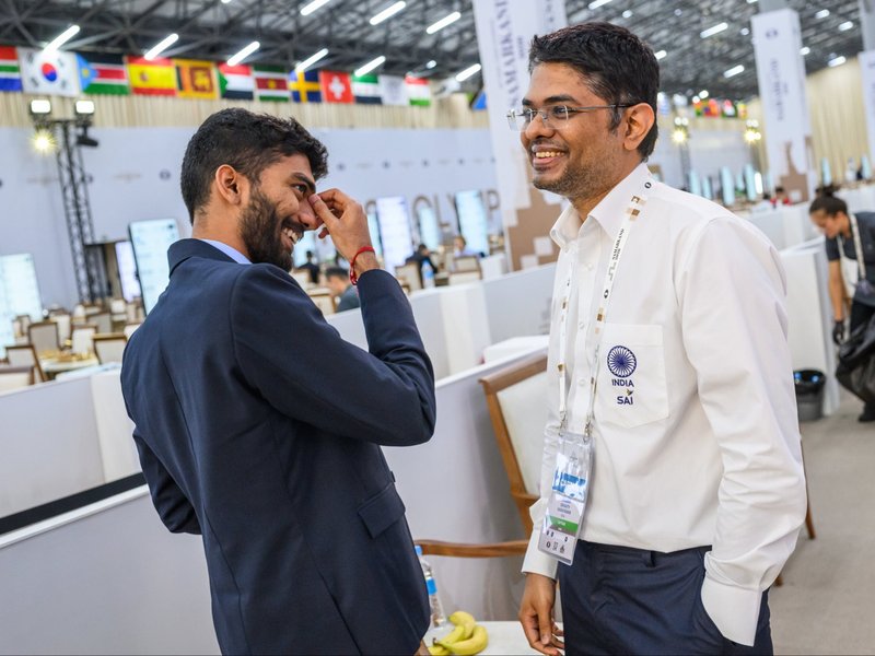 Gukesh secures India's victory over Germany in Open section; Women's team beats Uzbekistan in ninth round of the 46th FIDE Chess Olympiad in Samarkand in Uzbekistan on Friday. Photo credit: FIDE
