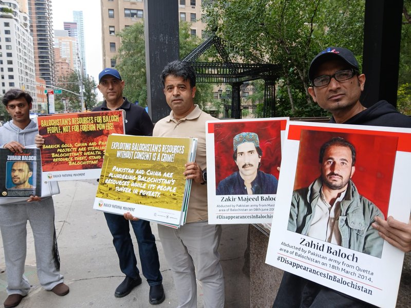 Outside UN, Baloch, Pashtun activists protest Pakistan over killings, forced disappearances in Balochistan