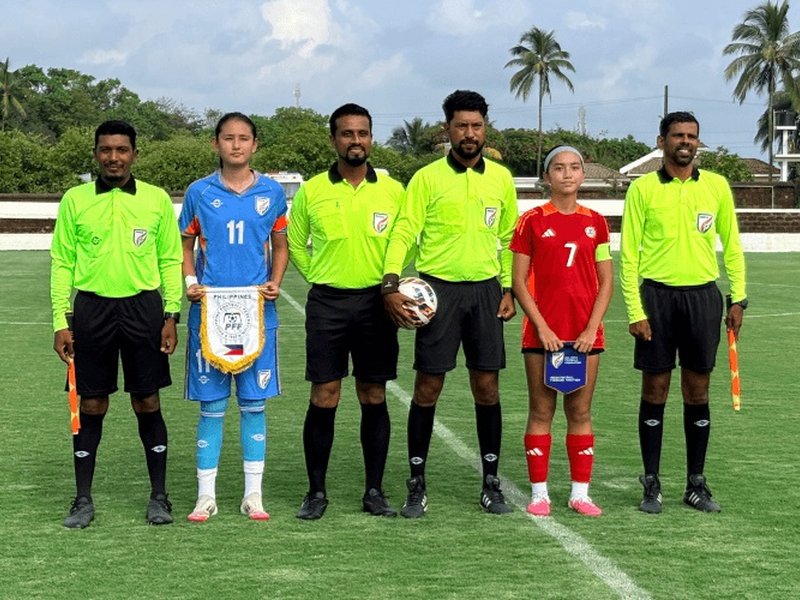 India U17 women lose to Philippines in the first of two closed-door friendly matches at the Vagator Football Ground in Anjuna, Goa, on Saturday. Photo credit: AIFF