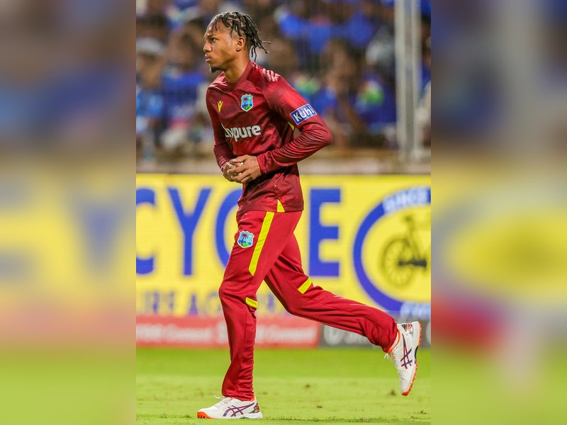 Wicketkeeper-batter Jewel Andrew taken for X-ray at hospital after injuring finger while taking Naman Dhir’s catch during the ongoing third ODI against India at the New PCA Stadium in New Chandigarh on Saturday. Photo credit: IANS