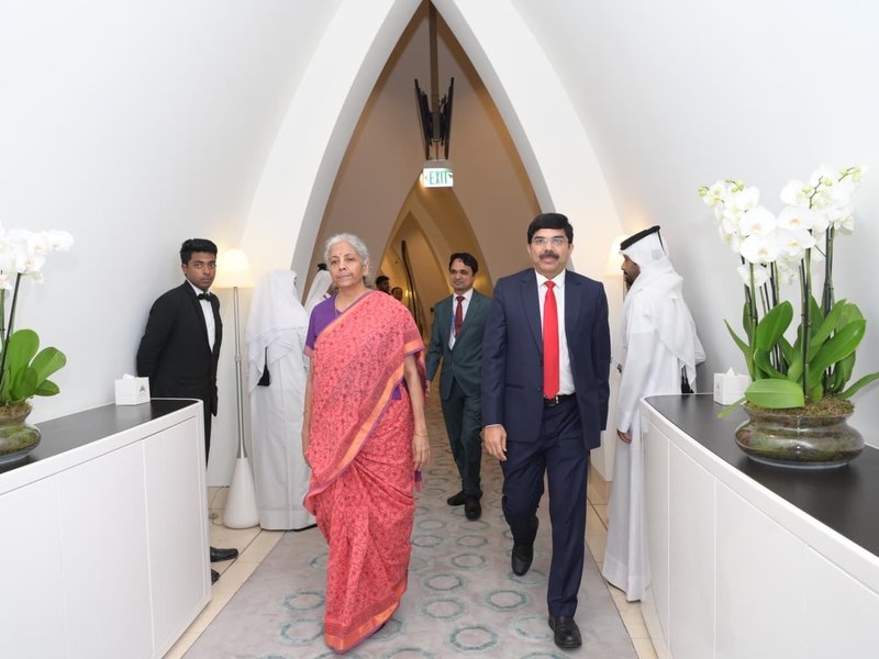 FM Sitharaman reaches Qatar to participate in Asian Infrastructure Investment Bank meet