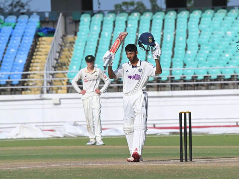Lakshya Raichandani's unbeaten 210 puts India U19 in firm command against Australia U19 at the Niranjan Shah Stadium in Rajkot, Gujarat, on Monday. Photo credit: Saurashtra Cricket Association