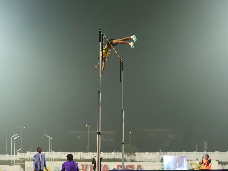 Asian Games: Dev Meena betters own national record with 5.50m clearance in pole vault (Credit: National Games)