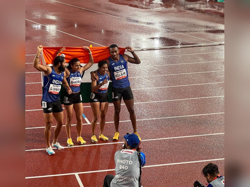 India quartet sets national record on way to clinching bronze medal in mixed 4x100m relay at the Asian Games 2026 in Nagoya on Tuesday. Photo credit: IANS 