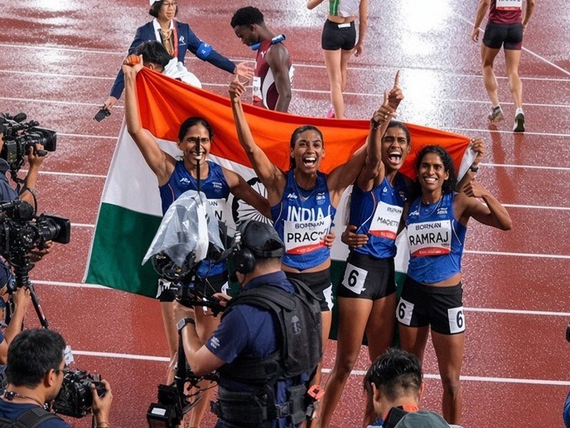 एशियान गेम्स: भारत की बेटियों ने लहराया तिरंगा, 4x400 मीटर रिले में जीता 'गोल्ड', विथ्या ने लगाई 'हैट्रिक'
