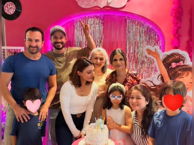 Saba Pataudi  shares inside pics of Inaaya's ninth birthday with Saif Ali Khan, Kareena Kapoor gives it a miss