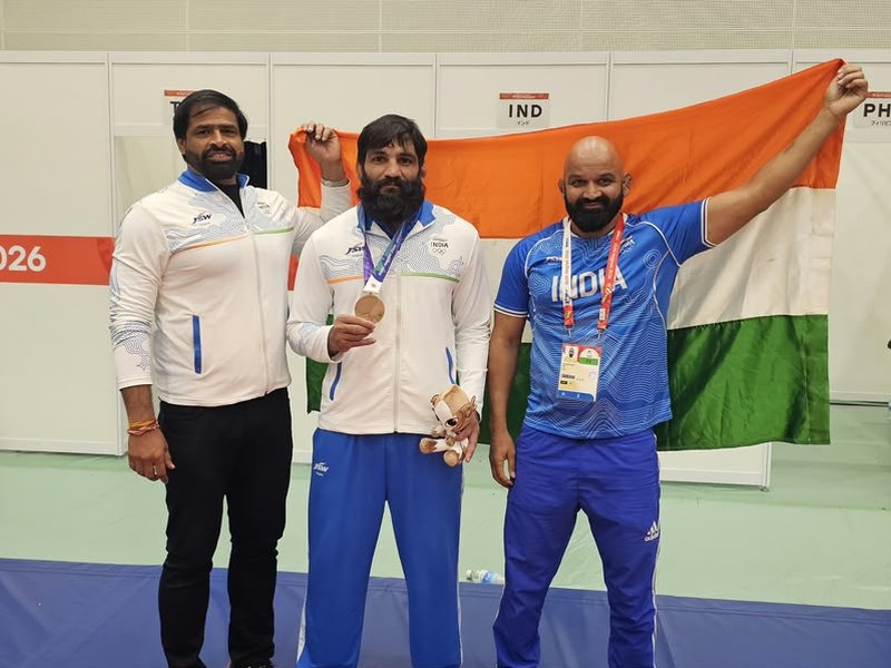 The first person I called was my mother, says Greco-Roman wrestler Sunil Kumar about what he did after winning bronze in men's 87kg in the Asian Games 2026 in Nagoya in Japan on Wednesday. Photo credit: WFI