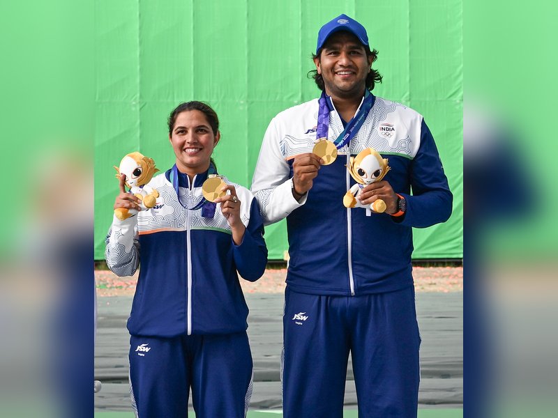 Neeru and I feed off each other’s energy, says Kynan Chenai on chemistry behind India’s mixed trap gold at the Asian Games 2026 in Nagoya on Wednesday. Photo credit: IANS 