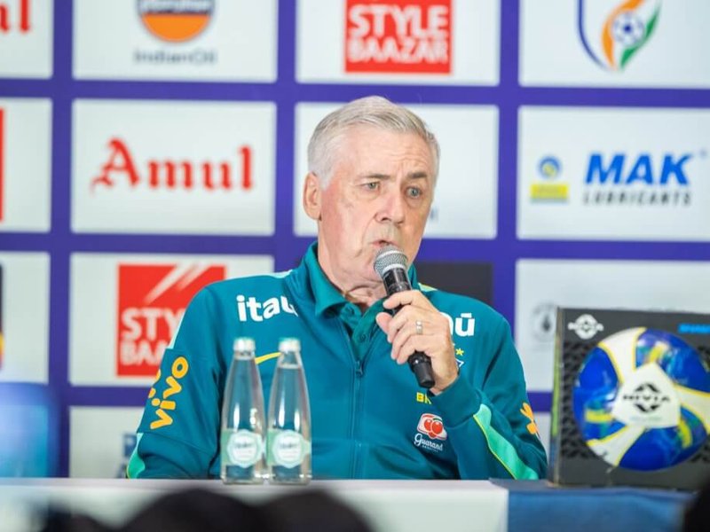 'Ryan Williams could be dangerous for us,' says Brazil head coach Carlo Ancelotti ahead of historic India clash in Kolkata on Saturday. Photo credit: AIFF