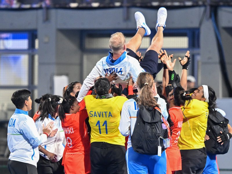 ‘All the hard work has paid off today,' says Bichu Devi Kharibam about the Indian women's hockey team's historic gold medal in the Asian Games 2026 in Kakamigahara in Japan on 