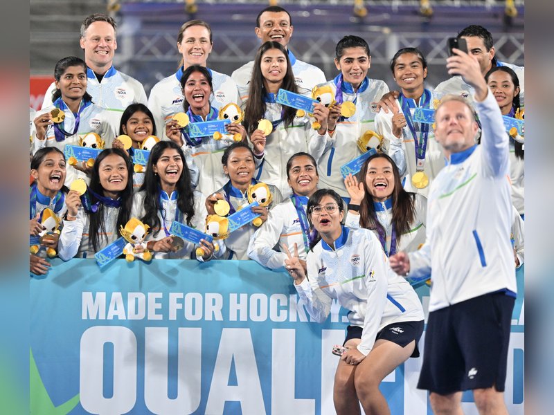 ‘Getting the ticket to Los Angeles Olympic games is a proud moment,' says Indian star Deepika after the women's team bags a hockey gold medal in the Asian Games 2026 at Kakamigahara in Japan, on Friday. Photo credit: IIANS 