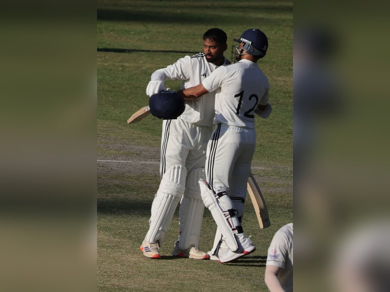 Ravichandran Smaran’s unbeaten 126 fuels Rest of India fightback, lead over Jammu & Kashmir swells to 265 at the Sher-i-Kashmir Stadium in Srinagar on Saturday. Photo credit: JKCA/X