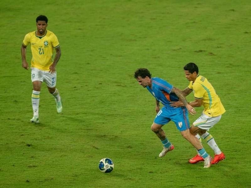 Brazil beat India 4-0 as Estevao, Lino shine in historic clash in an International Friendly at the Salt Lake Stadium in Kolkata on Saturday. Photo credit: AIFF