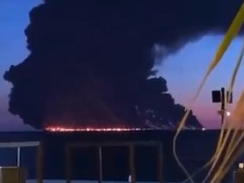 Ukrainian drone attack sets fire to oil tanker carrying all-Indian crew off Russian coast