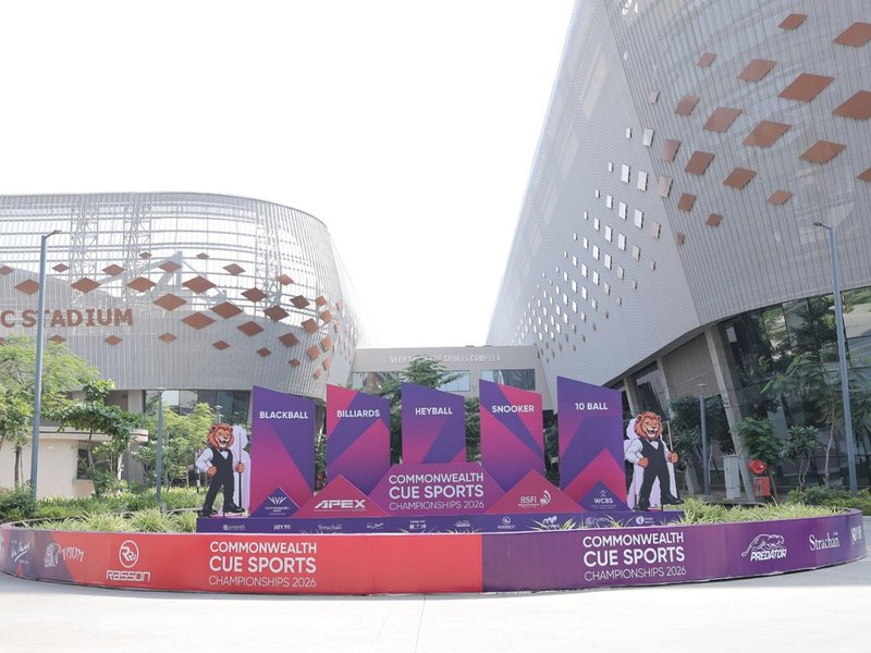 Dhvaj Haria, Anupama Ramachandran and Revanna Umadevi secure spots in the finals of the Commonwealth Cue Sports Championshipsat the Veer Savarkar Sports Complex in Ahmedabad on Friday. Photo credit: Cue Sports Federation of Gujarat 