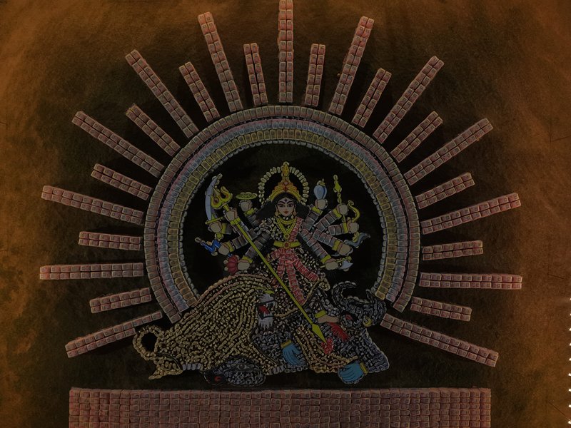 Adani Cement creates 70-ft aerial tribute to Maa Durga using 15,000 cement bags