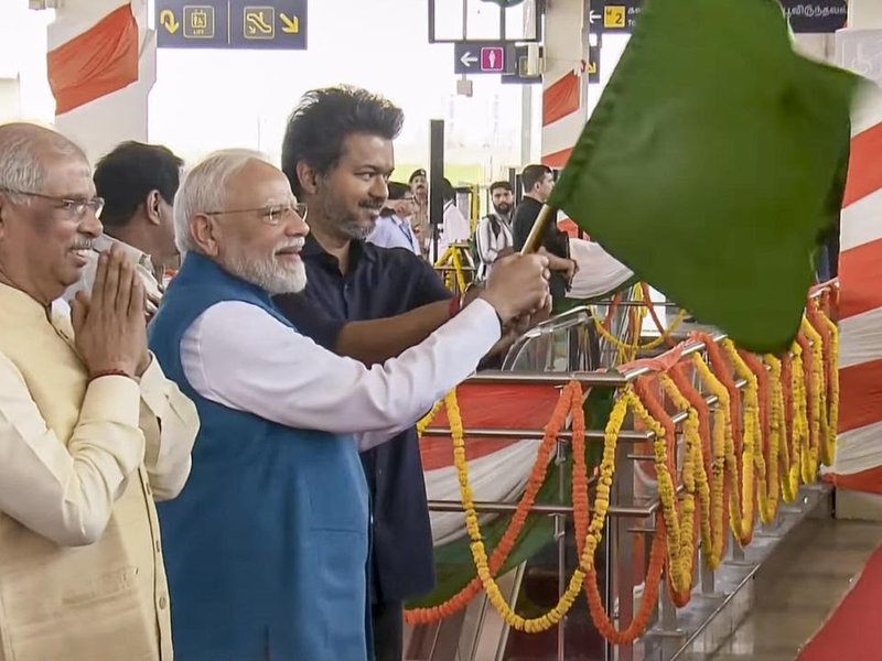 PM Modi, CM Vijay flag off first train on Chennai Metro phase 2 network; share ride