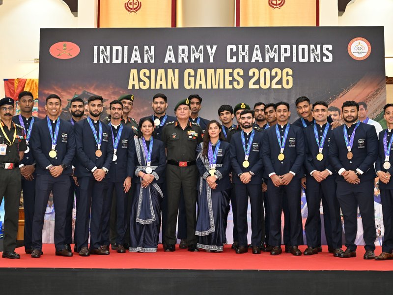 Chief of the Army Staff (COAS) General Dhiraj Seth felicitates Army athletes for 20-medal haul at the Asian Games 2026 in Aichi-Nagoya in Japan. Photo credit: Indian Army