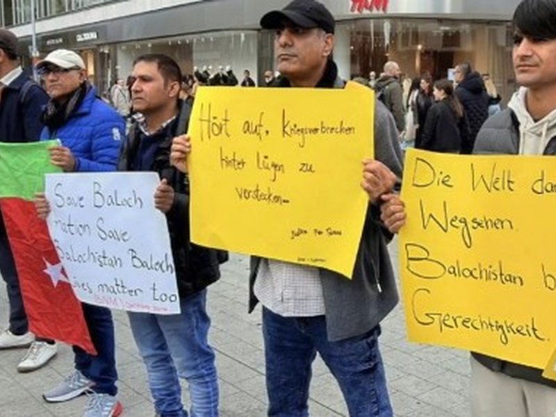 Baloch group holds protest rally in Germany over human rights abuses by Pakistani forces in Balochistan