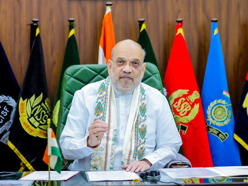 New Delhi: Union Home Minister Amit Shah addresses an assistive devices distribution programme for victims of Naxal violence and other persons with disabilities in Chhattisgarh through video conferencing under the Seva Sankalp Abhiyan on Thursday, October 15, 2026. (Photo: IANS/MHA)