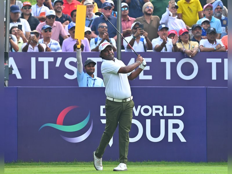Steady Om Prakash Chouhan is best-placed Indian after Day 3; Eugenio Chacarra leads in the US$ 4 million India Championship being played at the Delhi Golf Club on Saturday. Photo credit: PGTI