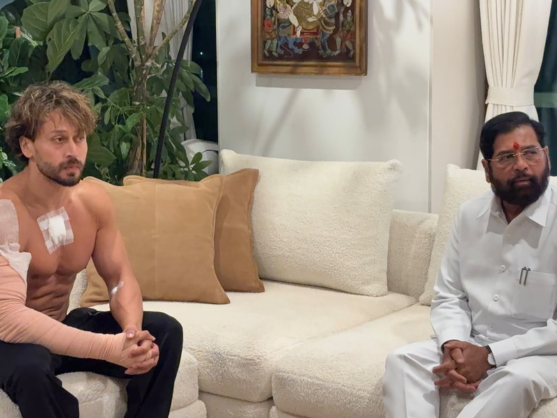 Tiger Shroff attack: Eknath Shinde meets injured actor, bandages visible on arm and chest