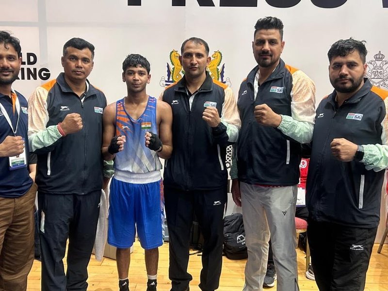 Aman Dev seals quarterfinal berth with clinical win in the men’s quarterfinals in the 50kg category of the 2026 World Boxing U-19 Championships in Budva, Montenegro. Photo credit: BFI 