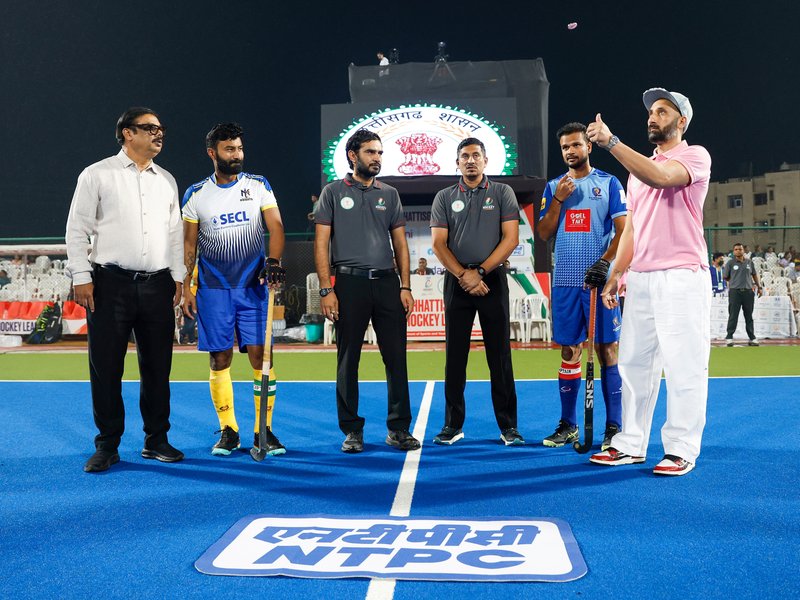 Surender Singh’s Nyayadhani Knights take opening day honours at Chhattisgarh Hockey League at the Sardar Vallabhbhai Patel International Hockey Stadium in Raipur on Thursday. Photo credit: CHL