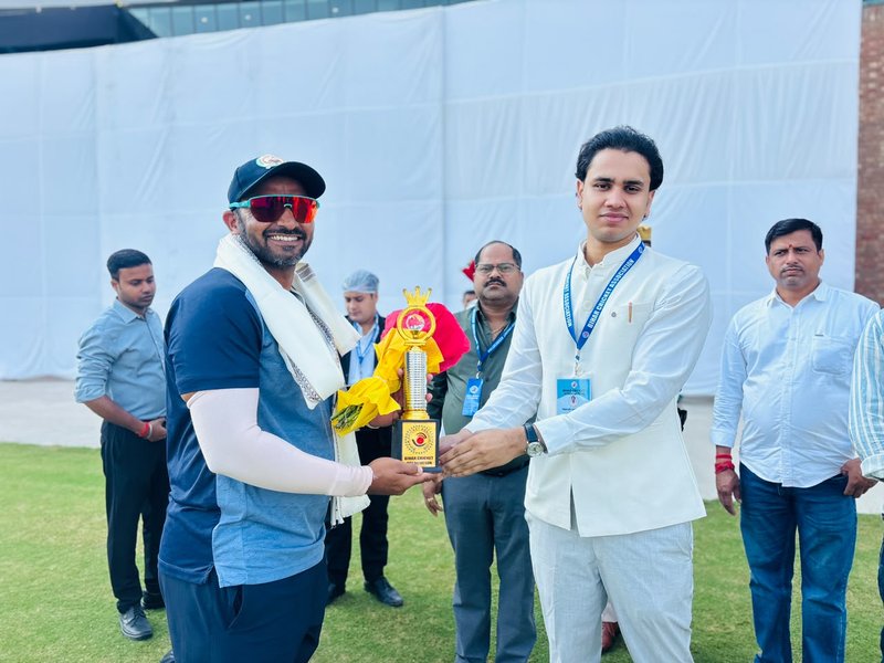 BCA president Harshvardhan inaugurates Bihar-Baroda Col. C.K. Nayudu Trophy clash in Rajgir (Credit: BCA)