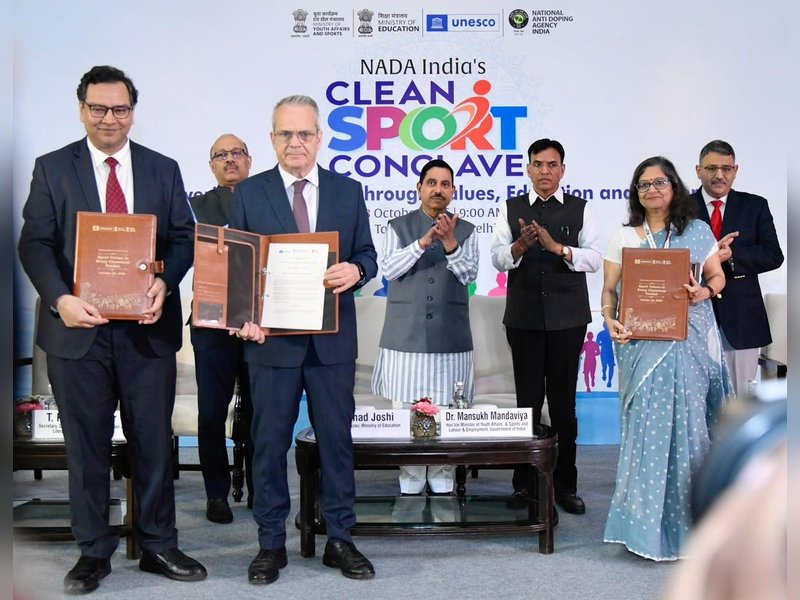Sports, Education Ministries sign MoU with UNESCO to promote clean sport values in classrooms (Credit: SAI)