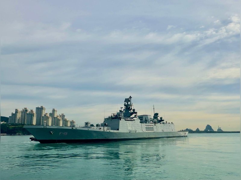 INS Sahyadri sails out for sea phase of India-South Korea naval exercise in Busan