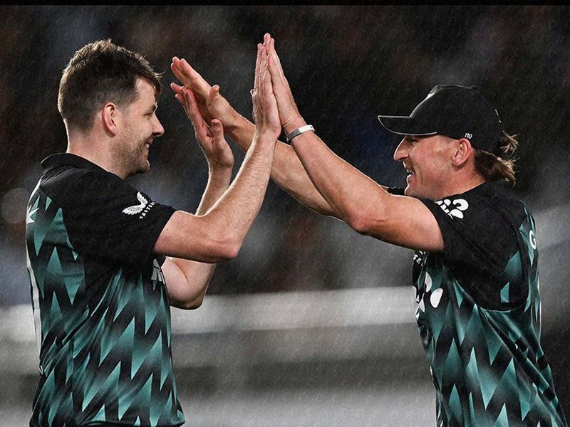 '260 is good, but you've to bowl well against them': Mitchell Santner reflects on New Zealand's win in 4th T20I against India at the Eden Park in Auckland on Friday. Photo credit: @BLACKCAPS/X 