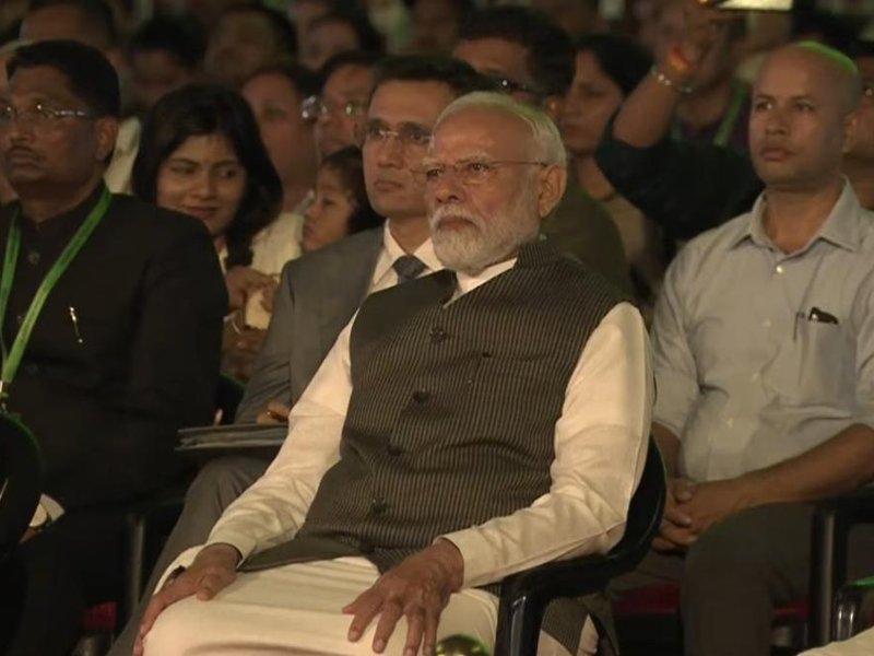 PM Modi watches ‘Anand Math’ stage adaptation during Ekta Prakash Parv in Gujarat (Photo: IANS)