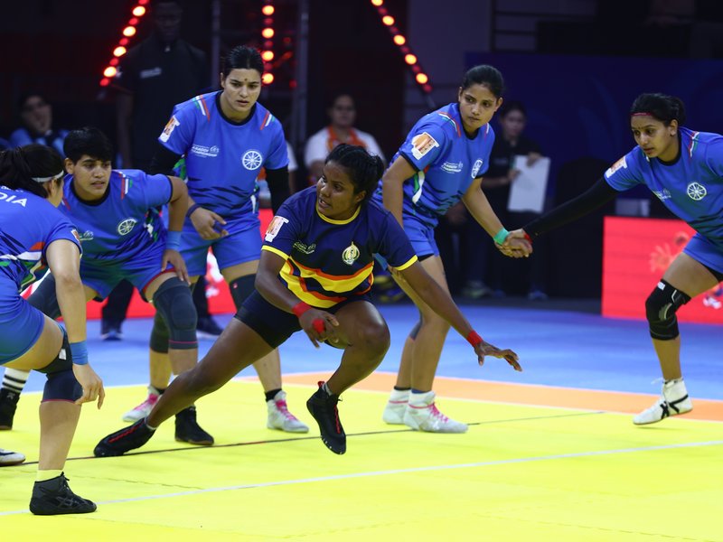 India Women and Uganda Women set up title clash after semifinal wins in the Commonwealth Kabaddi Championship 2026 on Day Eight of the competition at the Veer Savarkar Sports Complex in Ahmedabad on Friday. Photo credit: CWKC