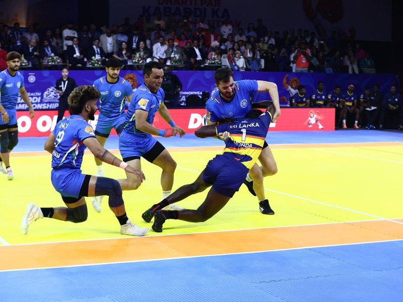 India complete grand double with commanding win over Sri Lanka in men’s final in the Commonwealth Kabaddi Championship 2026 in Ahmedabad on Saturday. Photo credit: CWKC