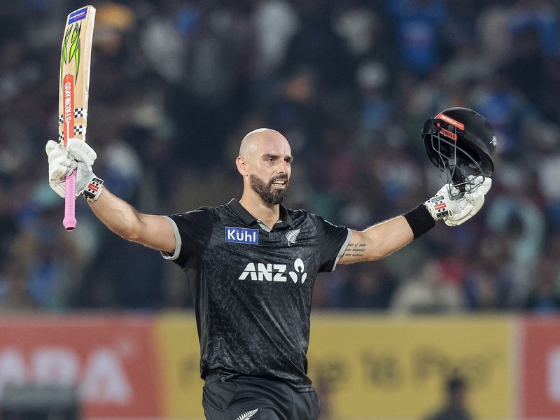 It’s pretty cool anytime you get a chance to play for New Zealand, says Daryl Mitchell after leading New Zealand to seven-wicket victory over India in the second ODI in Rajkot. Photo credit: IANS 