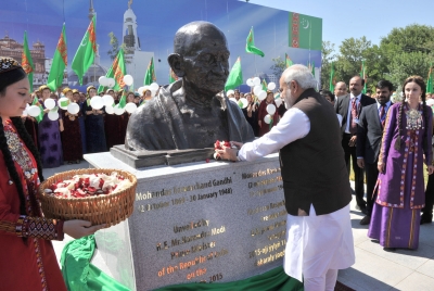 PM Modi pays international tributes to Gandhi ji, reaffirms his global relevance